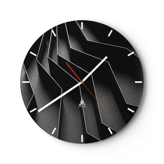 Zegar ścienny - Przestrzenny porządek - 30x30cm - 3D Labirynt Nowoczesny - Okrągły zegar na szkle - Nowoczeny Stylowy Zegar do salonu do kuchni - Cichy i Modny zegar ARTTOR