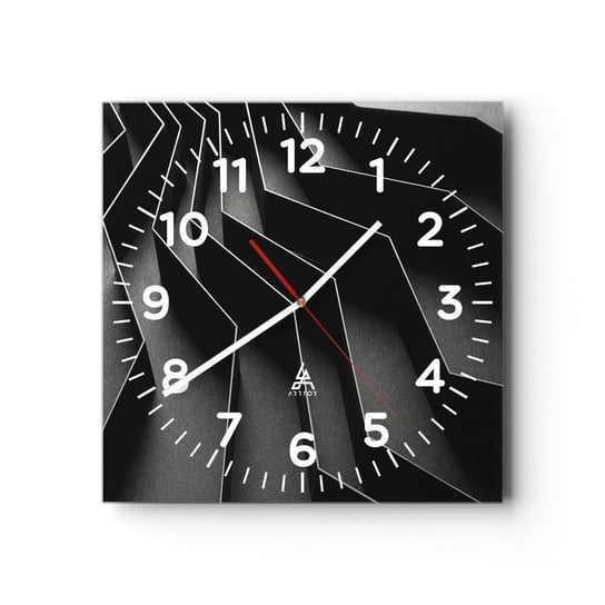 Zegar ścienny - Przestrzenny porządek - 40x40cm - 3D Labirynt Nowoczesny - Kwadratowy zegar szklany - Nowoczeny Stylowy Zegar do salonu do kuchni - Cichy i Modny zegar ARTTOR