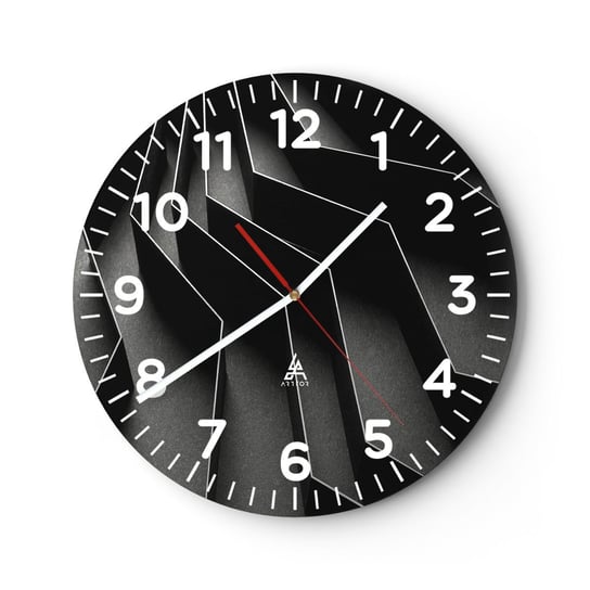 Zegar ścienny - Przestrzenny porządek - 40x40cm - 3D Labirynt Nowoczesny - Okrągły zegar szklany - Nowoczeny Stylowy Zegar do salonu do kuchni - Cichy i Modny zegar ARTTOR