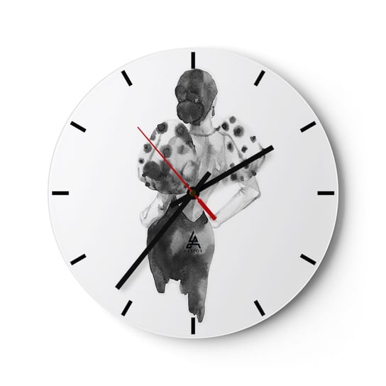 Zegar ścienny - Przeszła tuż obok - 30x30cm - Kobieta Moda Modelka - Okrągły zegar na szkle - Nowoczeny Stylowy Zegar do salonu do kuchni - Cichy i Modny zegar ARTTOR