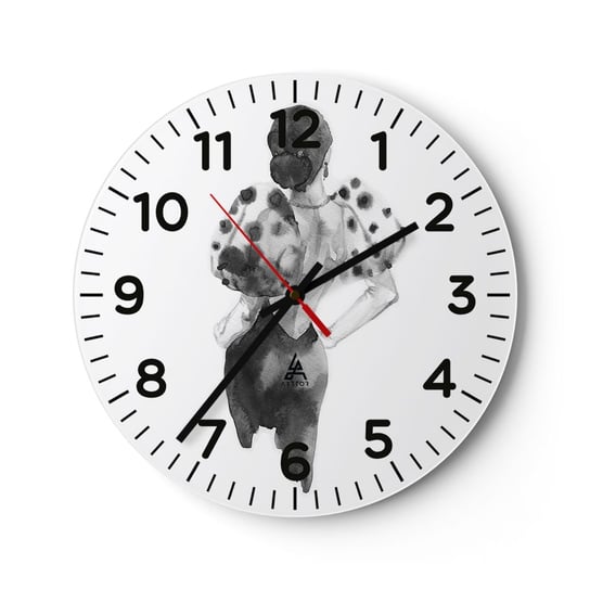Zegar ścienny - Przeszła tuż obok - 30x30cm - Kobieta Moda Modelka - Okrągły zegar ścienny - Nowoczeny Stylowy Zegar do salonu do kuchni - Cichy i Modny zegar ARTTOR