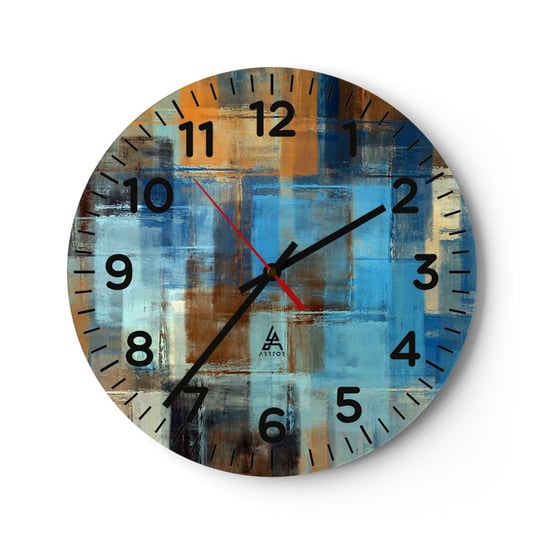 Zegar ścienny - Przez błękitną zasłonę - 30x30cm - Abstrakcja Sztuka Farba - Okrągły zegar ścienny - Nowoczeny Stylowy Zegar do salonu do kuchni - Cichy i Modny zegar ARTTOR