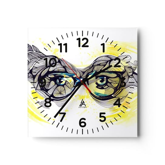 Zegar ścienny - Przez błękitne okulary - 30x30cm - Abstrakcja Kobiece Okulary Kobiece Oczy - Kwadratowy zegar ścienny - Nowoczeny Stylowy Zegar do salonu do kuchni - Cichy i Modny zegar ARTTOR