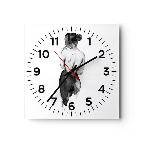 Zegar ścienny - Przy niej świat znika - 30x30cm - Kobieta Ciało Kobiety Grafika - Kwadratowy zegar ścienny - Nowoczeny Stylowy Zegar do salonu do kuchni - Cichy i Modny zegar ARTTOR