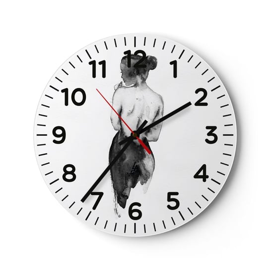 Zegar ścienny - Przy niej świat znika - 40x40cm - Kobieta Ciało Kobiety Grafika - Okrągły zegar szklany - Nowoczeny Stylowy Zegar do salonu do kuchni - Cichy i Modny zegar ARTTOR