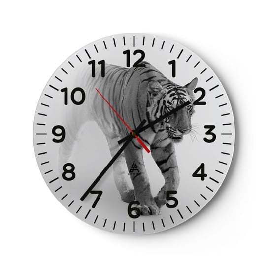 Zegar ścienny - Przyczajony we mgle - 30x30cm - Zwierzęta Tygrys Drapieżnik - Okrągły zegar ścienny - Nowoczeny Stylowy Zegar do salonu do kuchni - Cichy i Modny zegar ARTTOR