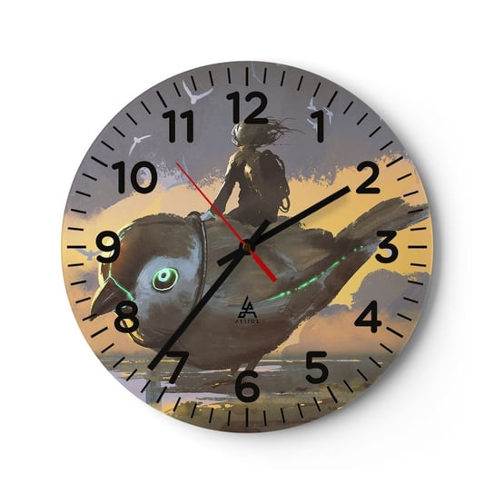 Zegar ścienny - Przystanek w fantastycznej podróźy - 30x30cm - Abstrakcja Ptak Fantasy - Okrągły zegar ścienny - Nowoczeny Stylowy Zegar do salonu do kuchni - Cichy i Modny zegar ARTTOR