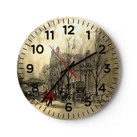 Zegar ścienny - Randka w londyńskiej mgle  - 30x30cm - Miasto Londyn Architektura - Okrągły zegar ścienny - Nowoczeny Stylowy Zegar do salonu do kuchni - Cichy i Modny zegar ARTTOR