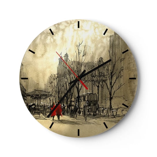 Zegar ścienny - Randka w londyńskiej mgle  - 40x40cm - Miasto Londyn Architektura - Okrągły zegar ścienny - Nowoczeny Stylowy Zegar do salonu do kuchni - Cichy i Modny zegar ARTTOR