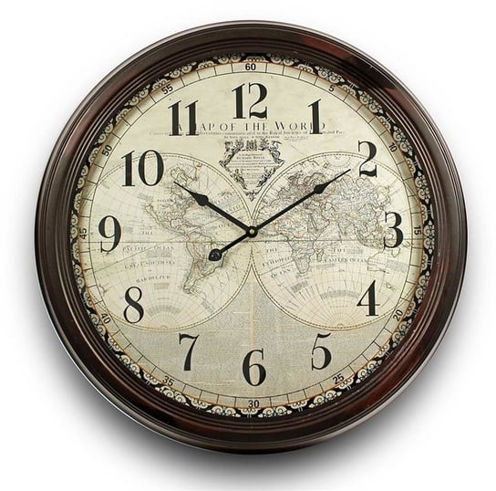 Zegar Ścienny Retro Mapa Świata 62x62cm Pigmejka