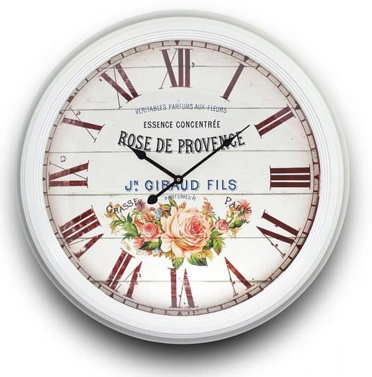 Zegar ścienny retro, motyw kwiaty, biały, 62x6x62 cm Pigmejka