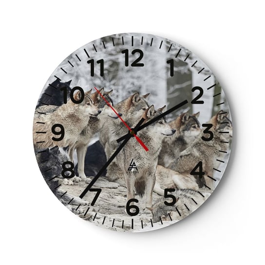 Zegar ścienny - Rodzina i przyjaciele - 30x30cm - Wataha Wilków Wilki Zwierzęta - Okrągły zegar ścienny - Nowoczeny Stylowy Zegar do salonu do kuchni - Cichy i Modny zegar ARTTOR