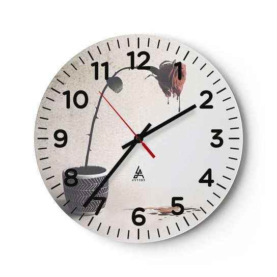 Zegar ścienny - Rosa dolorosa - 30x30cm - Abstrakcja Róża Sztuka - Okrągły zegar ścienny - Nowoczeny Stylowy Zegar do salonu do kuchni - Cichy i Modny zegar ARTTOR