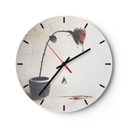 Zegar ścienny - Rosa dolorosa - 40x40cm - Abstrakcja Róża Sztuka - Okrągły zegar ścienny - Nowoczeny Stylowy Zegar do salonu do kuchni - Cichy i Modny zegar ARTTOR