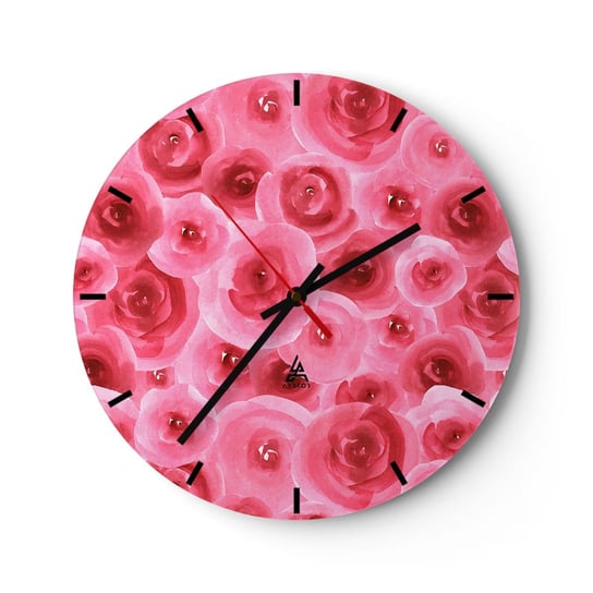 Zegar ścienny - Róże na dole i na górze - 30x30cm - Kwiaty Piękno Romantyzm - Okrągły zegar na szkle - Nowoczeny Stylowy Zegar do salonu do kuchni - Cichy i Modny zegar ARTTOR