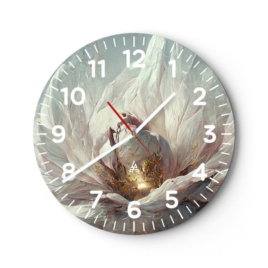 Zegar ścienny - Rozkwita raz na sto lat - 30x30cm - Kwiat Art Deco Piwonia - Okrągły zegar ścienny - Nowoczeny Stylowy Zegar do salonu do kuchni - Cichy i Modny zegar ARTTOR