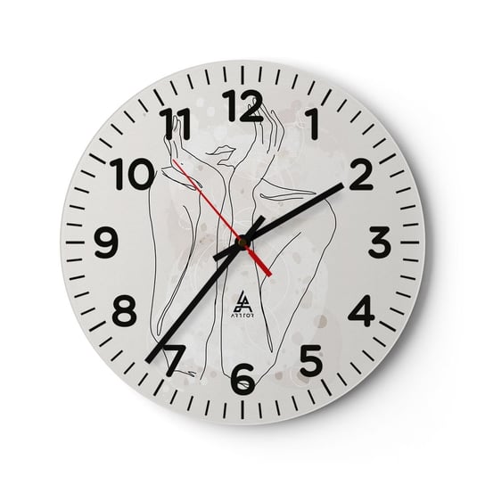 Zegar ścienny - Rozmarzona chwila - 30x30cm - Grafika Kobieta Sztuka - Okrągły zegar ścienny - Nowoczeny Stylowy Zegar do salonu do kuchni - Cichy i Modny zegar ARTTOR