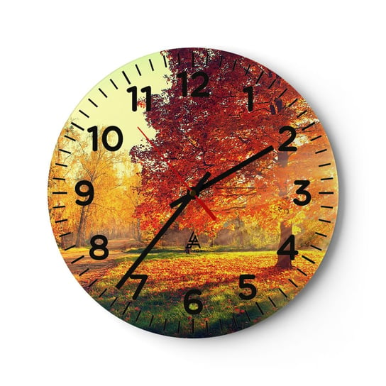 Zegar ścienny - Rude jest piękne - 30x30cm - Krajobraz Park Natura - Okrągły zegar ścienny - Nowoczeny Stylowy Zegar do salonu do kuchni - Cichy i Modny zegar ARTTOR