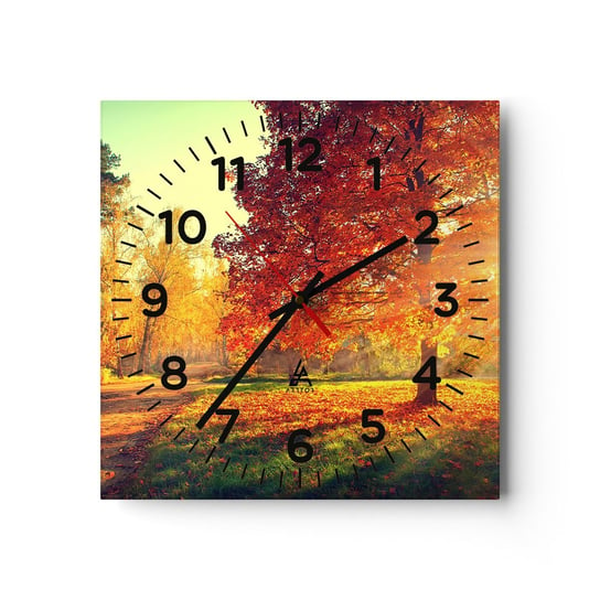 Zegar ścienny - Rude jest piękne - 40x40cm - Krajobraz Park Natura - Kwadratowy zegar szklany - Nowoczeny Stylowy Zegar do salonu do kuchni - Cichy i Modny zegar ARTTOR