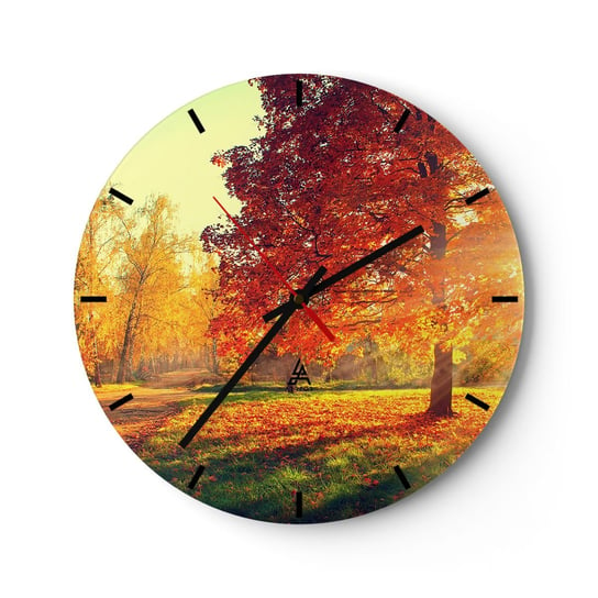Zegar ścienny - Rude jest piękne - 40x40cm - Krajobraz Park Natura - Okrągły zegar ścienny - Nowoczeny Stylowy Zegar do salonu do kuchni - Cichy i Modny zegar ARTTOR