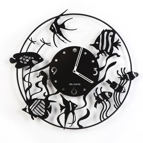 Zegar ścienny Ryba Atol, czarny, 40 cm deLorentis
