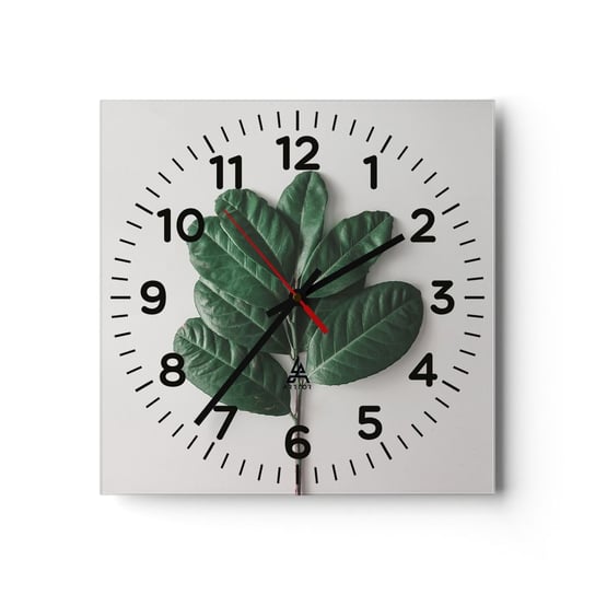 Zegar ścienny - Rysunek samej natury - 30x30cm - Liście Roślina Natura - Kwadratowy zegar ścienny - Nowoczeny Stylowy Zegar do salonu do kuchni - Cichy i Modny zegar ARTTOR