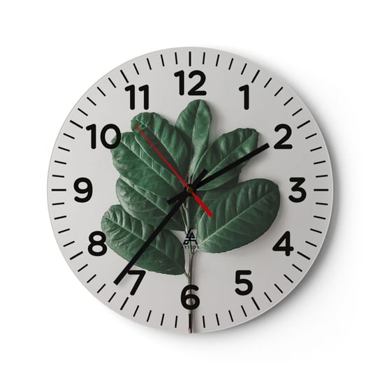Zegar ścienny - Rysunek samej natury - 30x30cm - Liście Roślina Natura - Okrągły zegar ścienny - Nowoczeny Stylowy Zegar do salonu do kuchni - Cichy i Modny zegar ARTTOR
