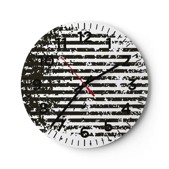 Zegar ścienny - Rytm i szum - 30x30cm - Abstrakcja Sztuka Grafika - Okrągły zegar ścienny - Nowoczeny Stylowy Zegar do salonu do kuchni - Cichy i Modny zegar ARTTOR