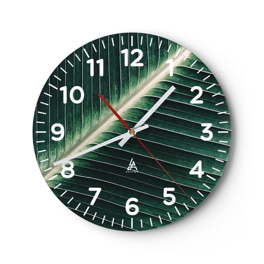 Zegar ścienny - Rytm natury - 30x30cm - Abstrakcja Zielony Liść Grafika - Okrągły zegar ścienny - Nowoczeny Stylowy Zegar do salonu do kuchni - Cichy i Modny zegar ARTTOR