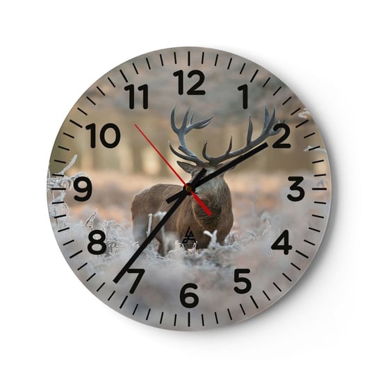 Zegar ścienny - Rześki poranek - 30x30cm - Krajobraz Jeleń Zwierzęta - Okrągły zegar ścienny - Nowoczeny Stylowy Zegar do salonu do kuchni - Cichy i Modny zegar ARTTOR