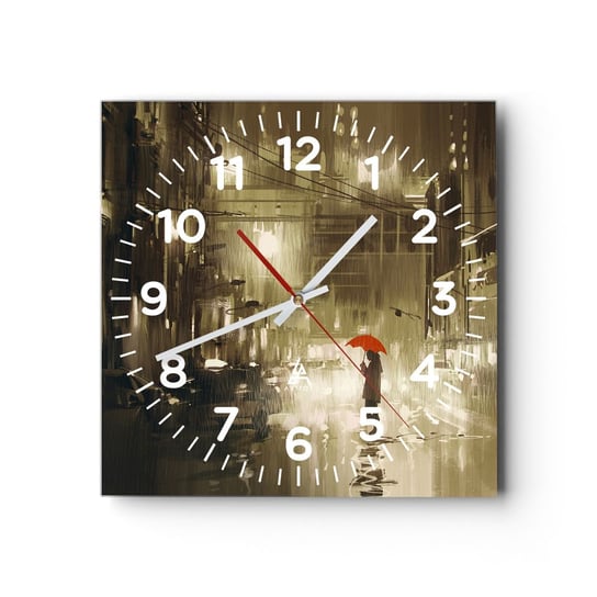 Zegar ścienny - Sama, ale nie samotna - 30x30cm - Miasto Kobieta Architektura - Kwadratowy zegar ścienny - Nowoczeny Stylowy Zegar do salonu do kuchni - Cichy i Modny zegar ARTTOR