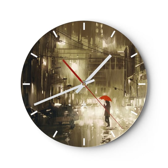 Zegar ścienny - Sama, ale nie samotna - 30x30cm - Miasto Kobieta Architektura - Okrągły zegar na szkle - Nowoczeny Stylowy Zegar do salonu do kuchni - Cichy i Modny zegar ARTTOR