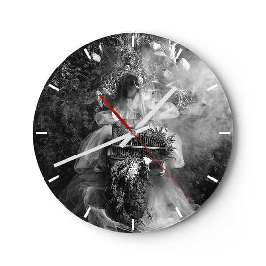 Zegar ścienny - Sama Matka – Natura - 30x30cm - Abstrakcja Vintage Kobieta - Okrągły zegar na szkle - Nowoczeny Stylowy Zegar do salonu do kuchni - Cichy i Modny zegar ARTTOR