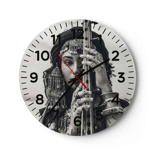 Zegar ścienny - Sama muzyka orientu - 40x40cm - Kobieta Boho Biżuteria - Okrągły zegar szklany - Nowoczeny Stylowy Zegar do salonu do kuchni - Cichy i Modny zegar ARTTOR