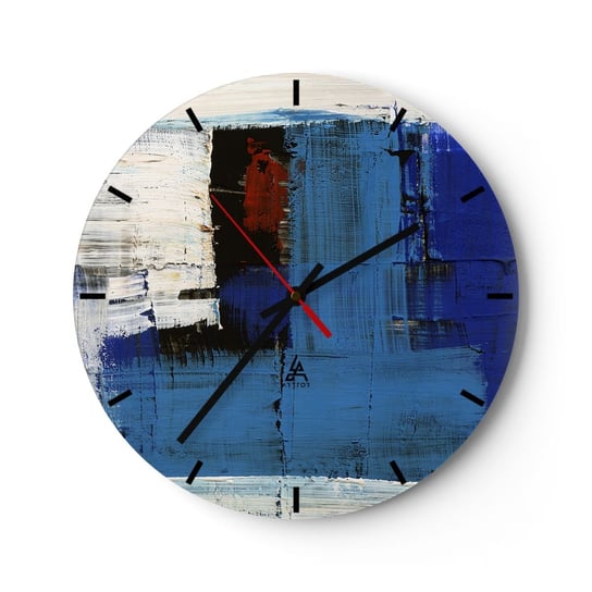 Zegar ścienny - Sekret błękitu - 30x30cm - Abstrakcja Sztuka Nowoczesność - Okrągły zegar na szkle - Nowoczeny Stylowy Zegar do salonu do kuchni - Cichy i Modny zegar ARTTOR