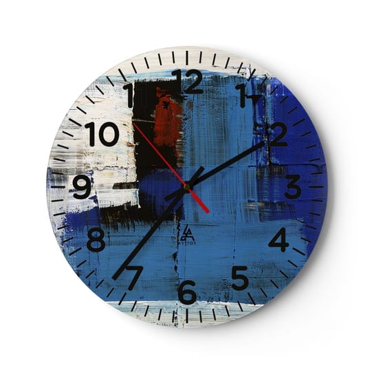 Zegar ścienny - Sekret błękitu - 40x40cm - Abstrakcja Sztuka Nowoczesność - Okrągły zegar szklany - Nowoczeny Stylowy Zegar do salonu do kuchni - Cichy i Modny zegar ARTTOR