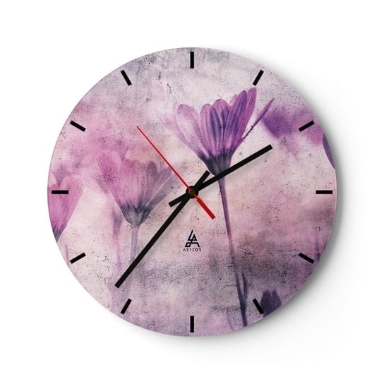 Zegar ścienny - Sen kwiatów - 30x30cm - Kwiaty Sztuka Ogród - Okrągły zegar na szkle - Nowoczeny Stylowy Zegar do salonu do kuchni - Cichy i Modny zegar ARTTOR