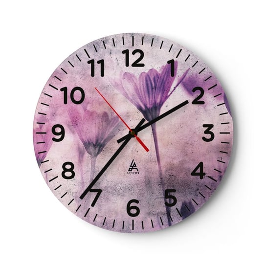 Zegar ścienny - Sen kwiatów - 40x40cm - Kwiaty Sztuka Ogród - Okrągły zegar szklany - Nowoczeny Stylowy Zegar do salonu do kuchni - Cichy i Modny zegar ARTTOR