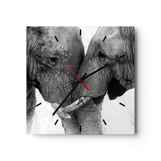 Zegar ścienny - Serdeczne wyznanie - 40x40cm - Słoń Zwierzęta Afryka - Kwadratowy zegar ścienny - Nowoczeny Stylowy Zegar do salonu do kuchni - Cichy i Modny zegar ARTTOR