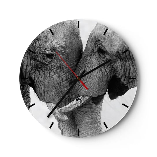 Zegar ścienny - Serdeczne wyznanie - 40x40cm - Słoń Zwierzęta Afryka - Okrągły zegar ścienny - Nowoczeny Stylowy Zegar do salonu do kuchni - Cichy i Modny zegar ARTTOR