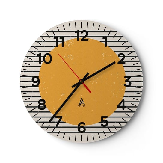 Zegar ścienny - Siła prostoty - 30x30cm - Słońce Koło Linie - Okrągły zegar ścienny - Nowoczeny Stylowy Zegar do salonu do kuchni - Cichy i Modny zegar ARTTOR