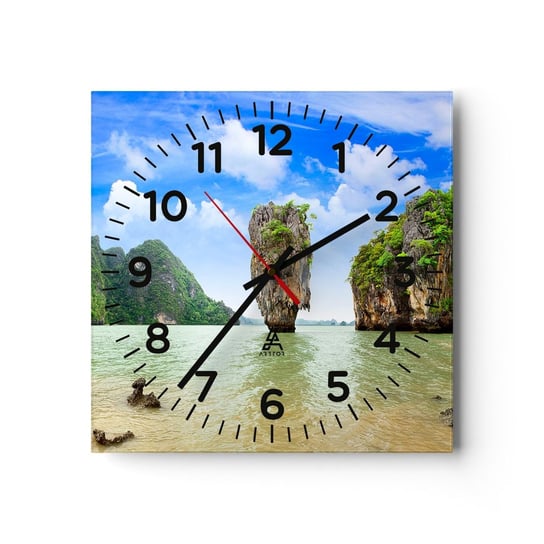 Zegar ścienny - Skalne dziwy natury - 30x30cm - Krajobraz Natura Tropiki - Kwadratowy zegar ścienny - Nowoczeny Stylowy Zegar do salonu do kuchni - Cichy i Modny zegar ARTTOR