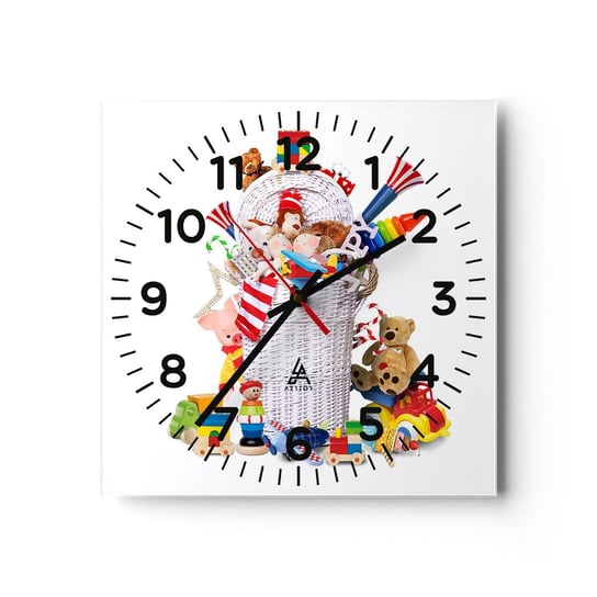 Zegar ścienny - Skarby malucha - 30x30cm - Zabawki Dla Dzieci Pokój Dziecięcy - Kwadratowy zegar ścienny - Nowoczeny Stylowy Zegar do salonu do kuchni - Cichy i Modny zegar ARTTOR