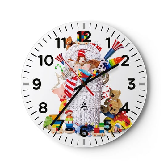 Zegar ścienny - Skarby malucha - 30x30cm - Zabawki Dla Dzieci Pokój Dziecięcy - Okrągły zegar ścienny - Nowoczeny Stylowy Zegar do salonu do kuchni - Cichy i Modny zegar ARTTOR