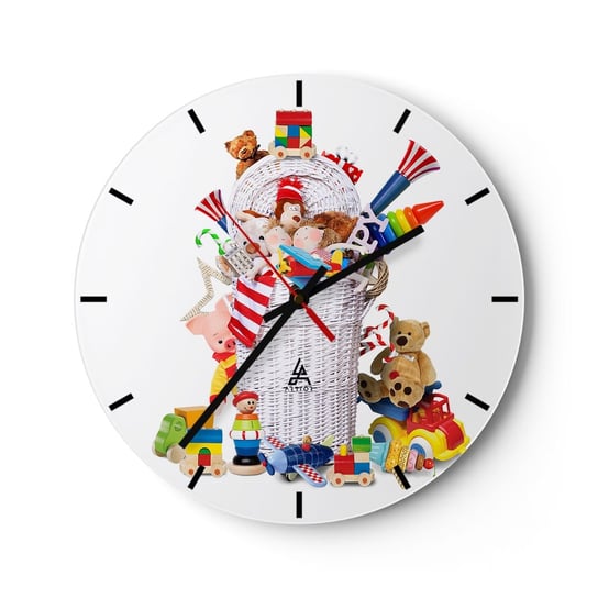 Zegar ścienny - Skarby malucha - 40x40cm - Zabawki Dla Dzieci Pokój Dziecięcy - Okrągły zegar ścienny - Nowoczeny Stylowy Zegar do salonu do kuchni - Cichy i Modny zegar ARTTOR