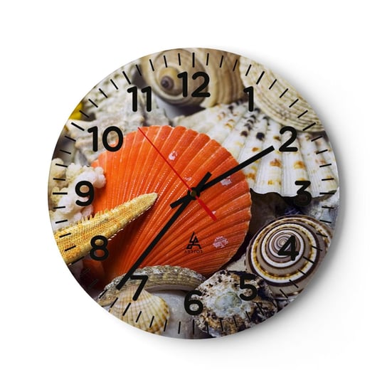 Zegar ścienny - Skarby oceanu - 40x40cm - Natura Muszle Rafa Koralowa - Okrągły zegar szklany - Nowoczeny Stylowy Zegar do salonu do kuchni - Cichy i Modny zegar ARTTOR