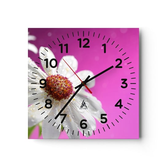 Zegar ścienny - Skromny w swojej urodzie - 40x40cm - Kwiat Natura Ogród - Kwadratowy zegar szklany - Nowoczeny Stylowy Zegar do salonu do kuchni - Cichy i Modny zegar ARTTOR