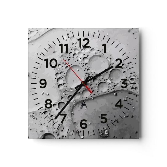 Zegar ścienny - Slad po spienionym - 30x30cm - Kompozycja Sztuka Grafika - Kwadratowy zegar ścienny - Nowoczeny Stylowy Zegar do salonu do kuchni - Cichy i Modny zegar ARTTOR
