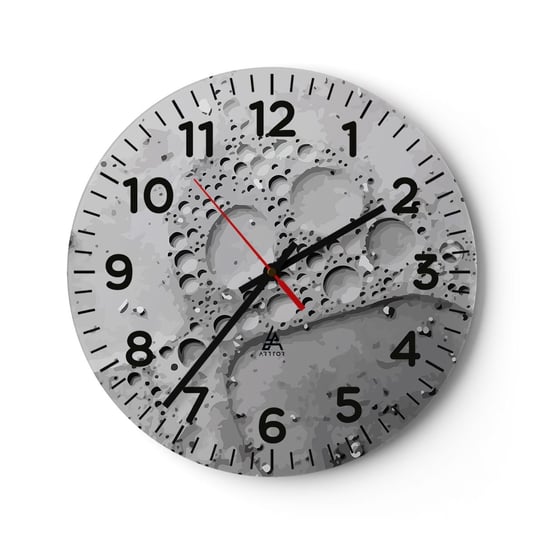 Zegar ścienny - Slad po spienionym - 30x30cm - Kompozycja Sztuka Grafika - Okrągły zegar ścienny - Nowoczeny Stylowy Zegar do salonu do kuchni - Cichy i Modny zegar ARTTOR