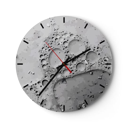 Zegar ścienny - Slad po spienionym - 40x40cm - Kompozycja Sztuka Grafika - Okrągły zegar ścienny - Nowoczeny Stylowy Zegar do salonu do kuchni - Cichy i Modny zegar ARTTOR